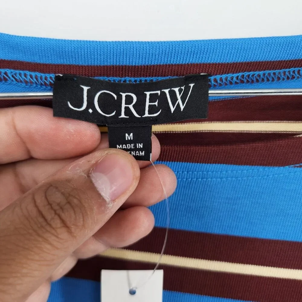 J.Crew Women's Medium Bright Horizon Blue Stripe Mini Knit Dress‎ NWT